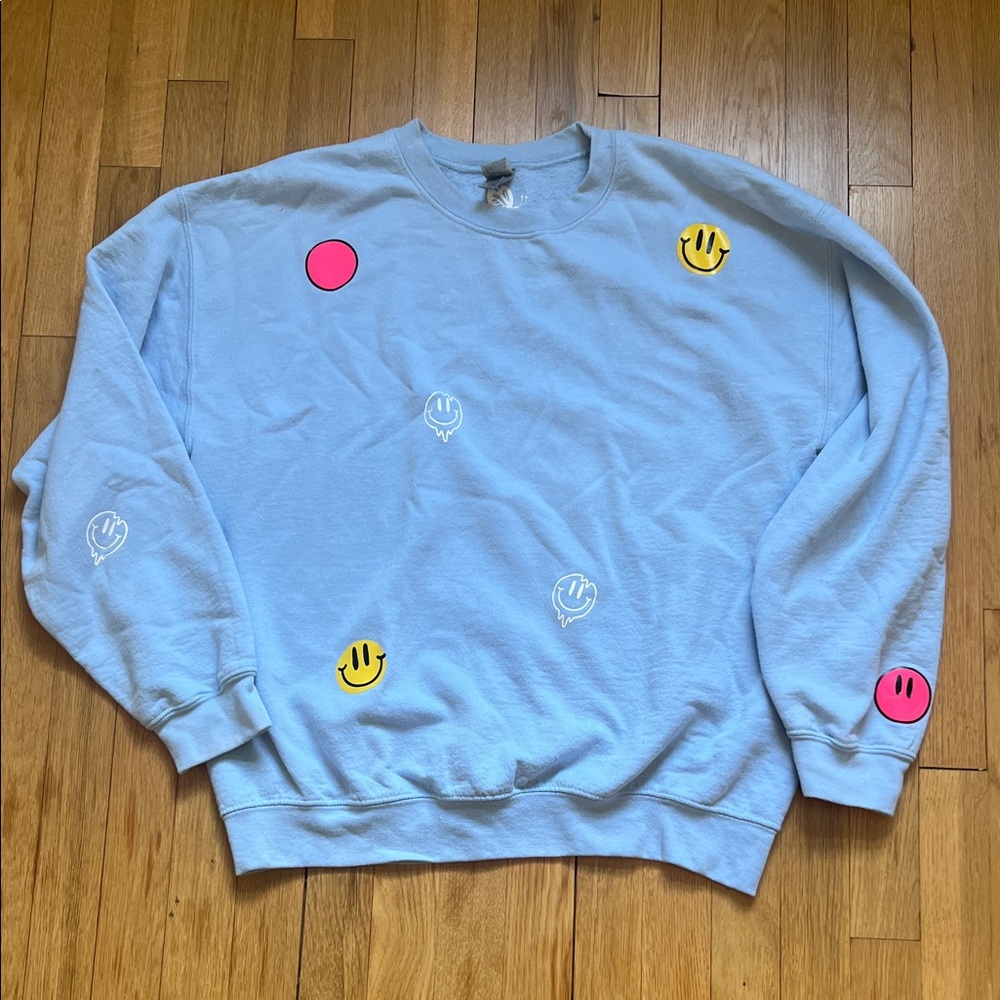 Blue Smiley Face Women's Crewneck